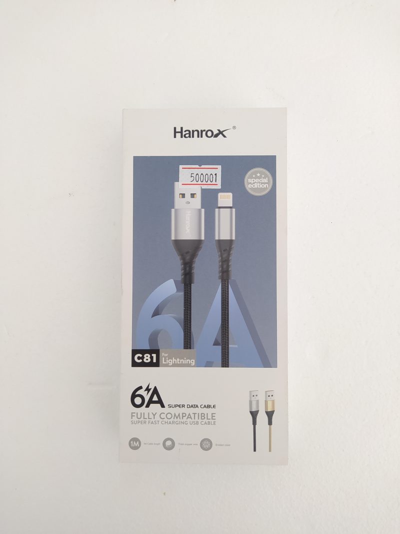 خرید کابل تبدیل USB به لایتنینگ هانروکس-HanroX مدل C81 طول 1 متر